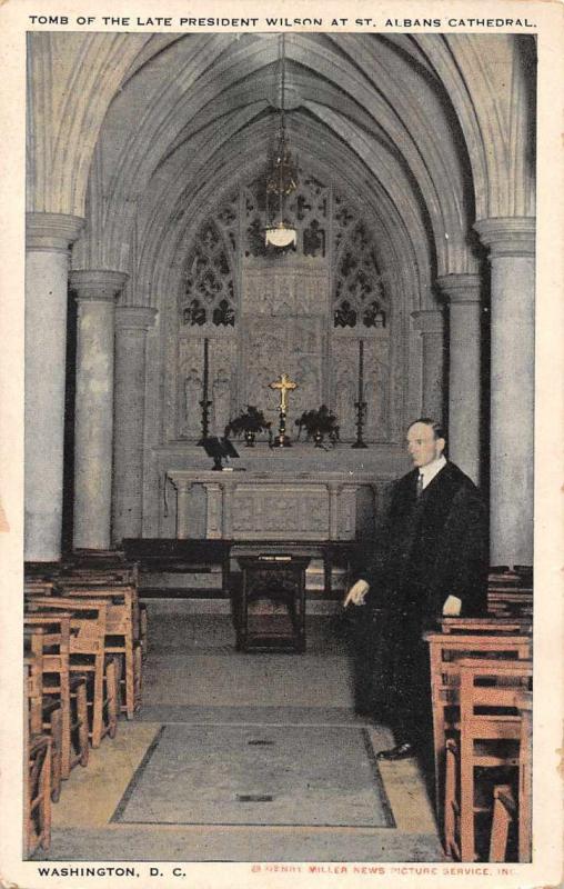 Washington DC St Albans Cathedral President Wilsons Tomb Antique Postcard J79051