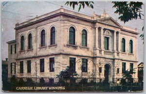 Postcard Winnipeg Manitoba c1907 Carnegie Library by Macfarlane