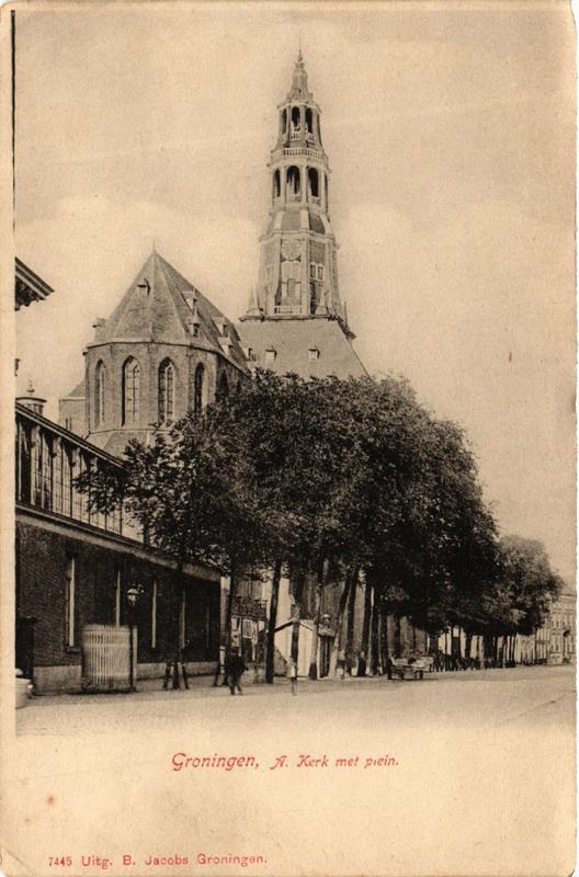 CPA AK GRONINGEN A. Kerk met plein NETHERLANDS (604156)