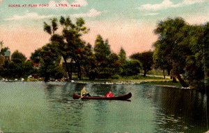 Massachusetts Lynn Canoeing At Flax Pond 1908