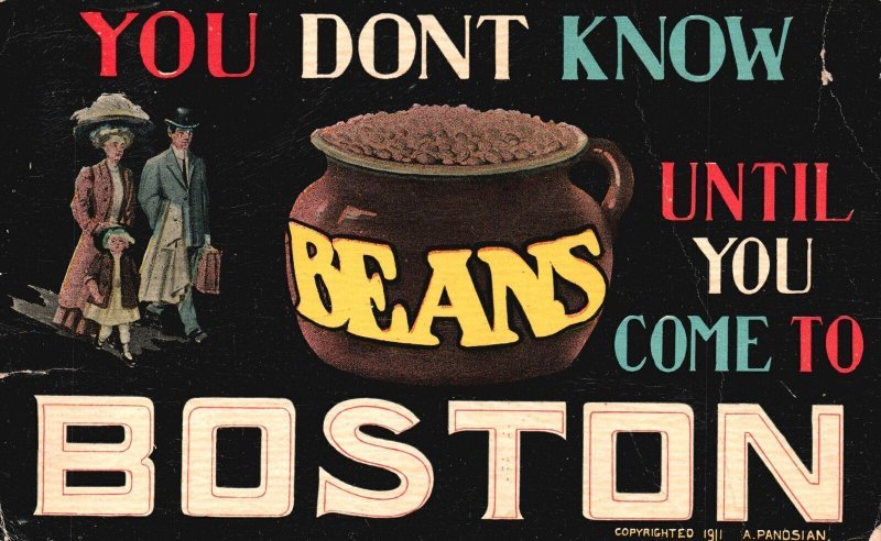 Vintage Postcard 1911 Beans You Don't Know Until You Come Boston Massachusetts