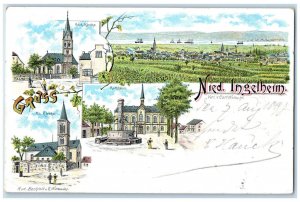 1897 Greetings from Nied Ingelheim Germany Multiview of Places Postcard