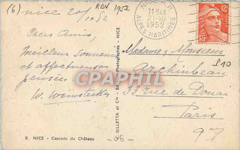 Postcard Old Nice Cascade du Chateau