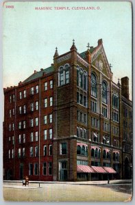 Cleveland Ohio c1910 Postcard Masonic Temple Striped Awnings Mailbox