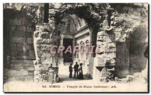 Nimes Old Postcard Temple of Diana (inside)