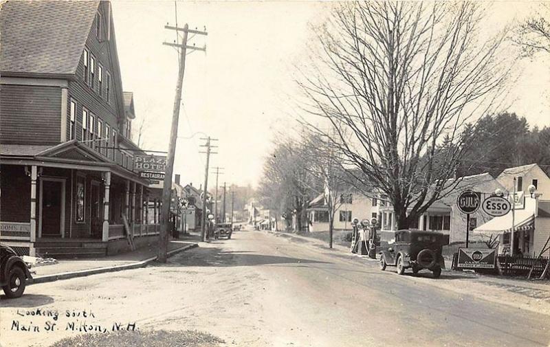 Milton NH Main Street Esso Gulf Texaco Gas Stations RPPC Real Photo Postcard