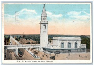 1920 Train Locomotive C.P.R. Station North Toronto Canada Antique Postcard