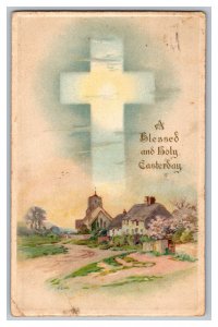 Vintage Embossed Postcard A Blessed And Holy Easter Day 