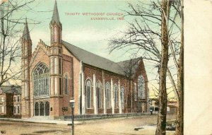 c1907 Postcard; Evansville IN, Trinity Methodist Church, Vanderburgh County