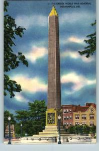 Linen Postcard-Obelisk World War Memorial-Indianapolis