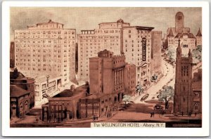 Albany New York NY, The Wellington Largest Hotel Building, Vintage Postcard