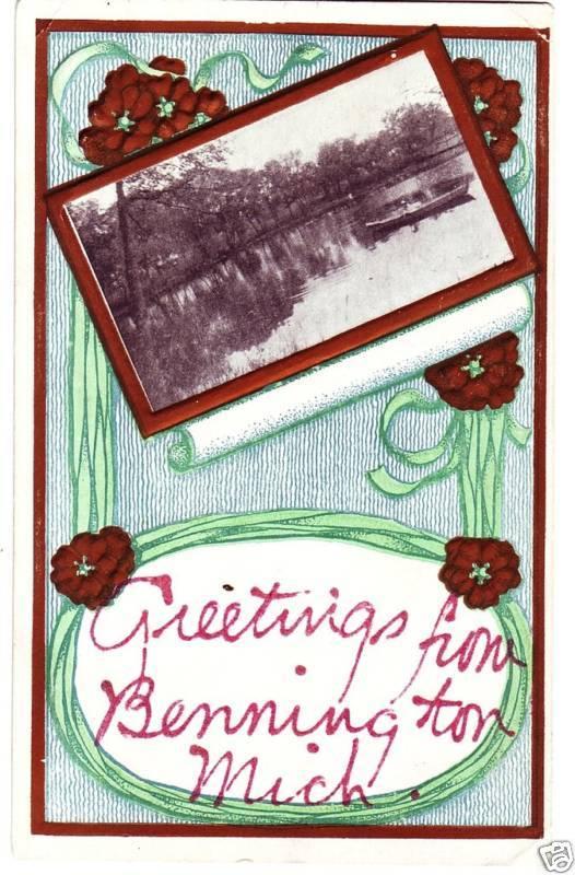 1911 BENNINGTON Michigan Greeting Postcard Mich 