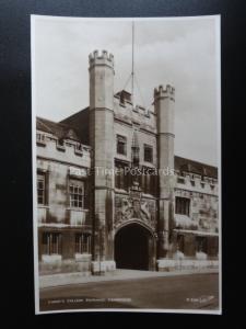 Cambridge CHRISTS COLLEGE Entrance c1920's RP Postcard by W. Scott P336