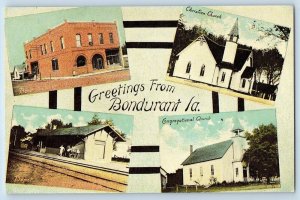 Bondurant Iowa IA Postcard Greetings Christian Church Depot Bank 1984 Vintage