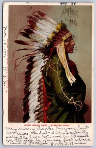 K49/ Native American Indian Postcard c1910 Sioux Chief Standing Bear 443