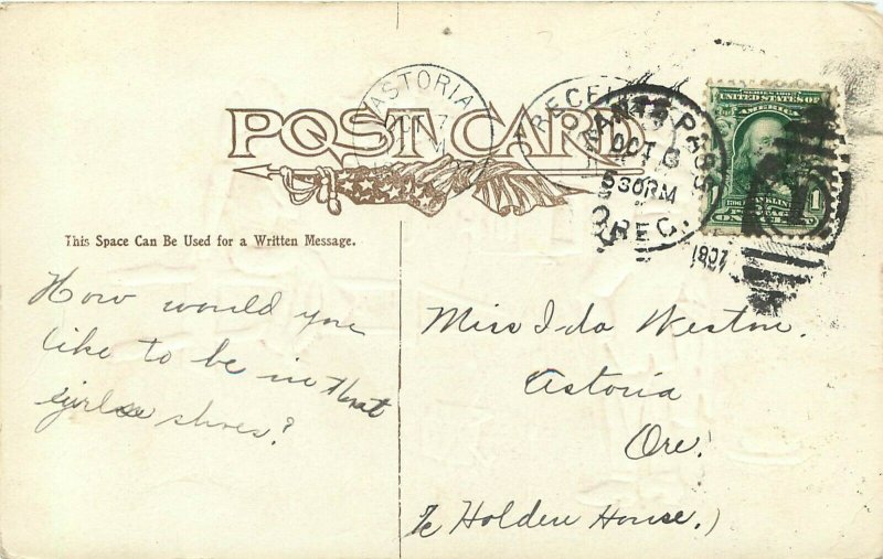 Embossed Postcard Comic Photographer tells Girl, Wait til the Sun Shines Nellie