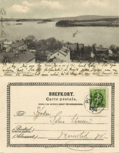 sweden, NORA, med en del af Ön, Panorama (1905) Postcard