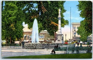Postcard - Fountain In Ely Park - Elyria, Ohio