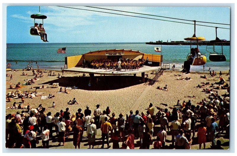 c1950 Band Playing Santa Cruz Beach Boardwalk View Watsonville City CA Postcard