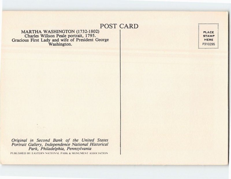 Postcard Martha Washington By Peale, Independence National Historical Park, PA