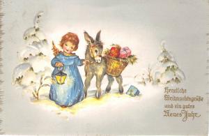 BG8493 angel child donkey christmas  neujahr  new year greetings germany