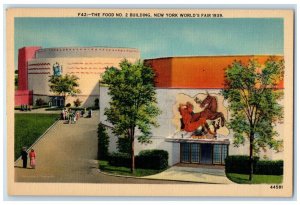 1939 New York World's Fair The Food No. 2 Building Unposted Vintage Postcard