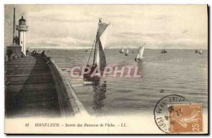 Old Postcard Honfleur Output Fishing Boat