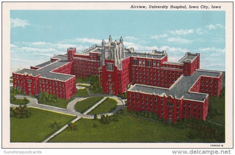 Iowa Iowa City Aerial View University Hospital Curteich