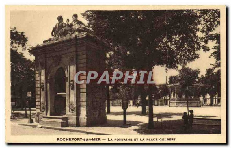 Old Postcard Rochefort sur Mer La Fontaine and Place Colbert