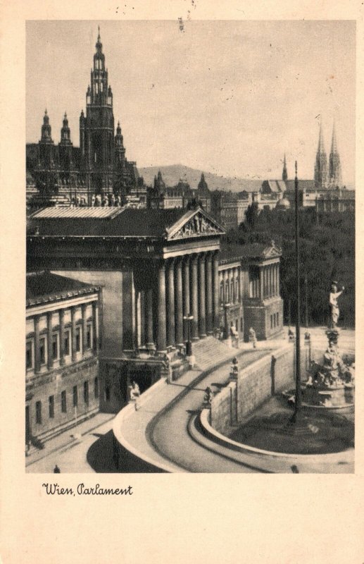 Vintage Postcard 1910's Wien Parliament Historical Building Monument