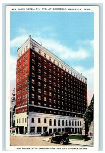 c1930's Sam Davis Hotel 7th Ave. At Commerce Nashville Tennessee TN Postcard 