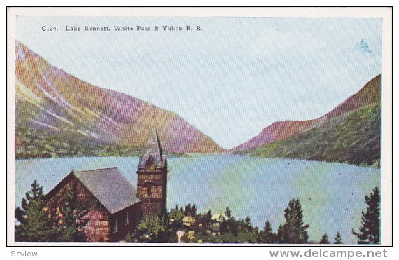 YUKON, Canada, 1900-1910's; Lake Bennett, Scene On White Pass & Yukon R.R.