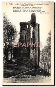 Old Postcard Vire Ruins Du Vieux Chateau