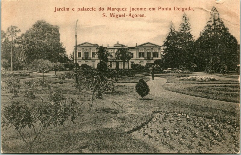 Vtg. Postcard Portugal - Jardim e Palacete do Marquez Jacome em Ponta Delgada