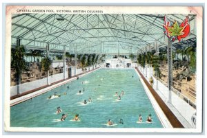 1937 Crystal Garden Pool Victoria British Columbia Canada Vintage Postcard