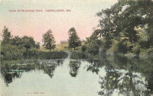Postcard Wisconsin Campbellsport Scene Milwaukee River Paas C-1910 23-9055