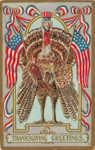 LP22 Thanksgiving Postcard  Patriotic Turkey