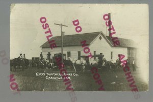 Granville NORTH DAKOTA RPPC c1910 GREAT NORTHERN RR CREAMERY nr Minot GN RR RY