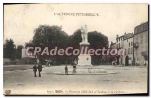 Postcard Old Picturesque Auvergne Riom Fontaine Desaix and the hospital Boule...