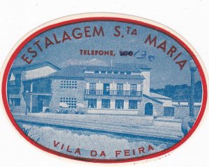 Portugal Vila Da Feira Estalagem St Maria Vintage Luggage Label sk2801