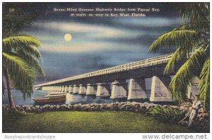Seven Mile Bridge From Pigeon Ket At Night Florida