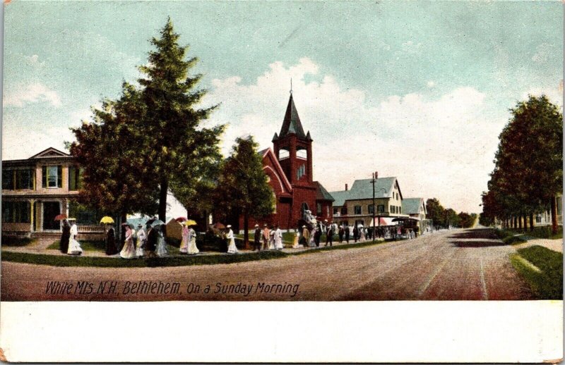 White Mountains New Hampshire Bethlehem Street View Church UNP Vintage Postcard 