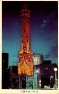 Illinois Chicago The Old Water Tower At Night