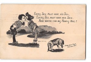 Romance Artist Signed Cobb Shinn Postcard 1912 Boy Girl Kissing Every Jack