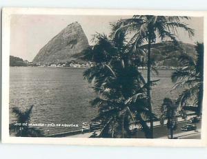 old rppc OLD CAR BY ROAD ON SHORELINE Rio De Janeiro Brazil HM1942