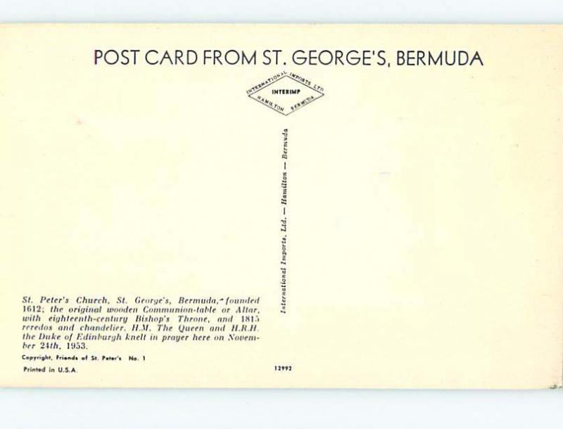 Unused Pre-1980 CHURCH SCENE St. George'S BERMUDA hs6803