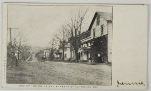 Elysburg Pa Street View Dirt Roads House s Northum. 1907 to Sunbury Postcard M10