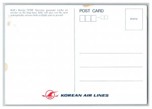 Postcard KAL Korean Air Lines Boeing 747SP Airline Issue Continental View Card