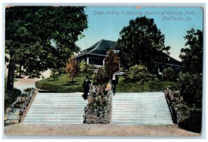 c1910's Steps Leading To Dancing Pavilion At Cascade Park New Castle PA Postcard