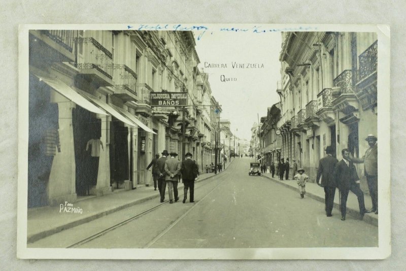 C.1910 RPPC Carrera Venezuela Signs, Cars, Shops Vintage Postcard P102